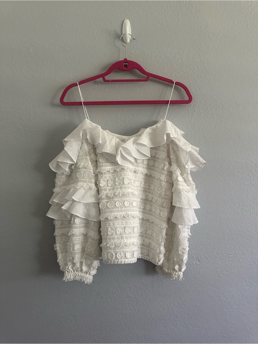 Alexis White Ruffled Off-Shoulder Blouse